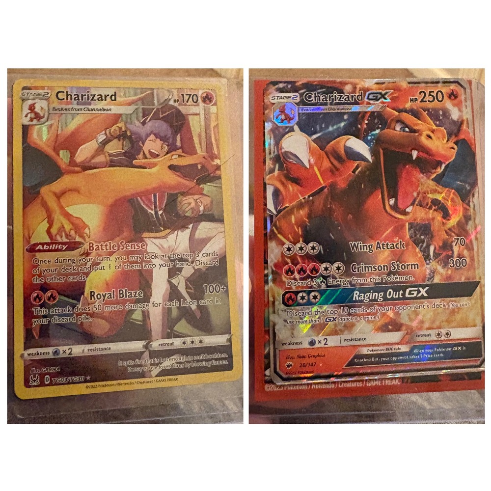 Pokemon Charizard GX 20/147 Burning Shadows & Charizard TG03/TG30 Lost Origin NM